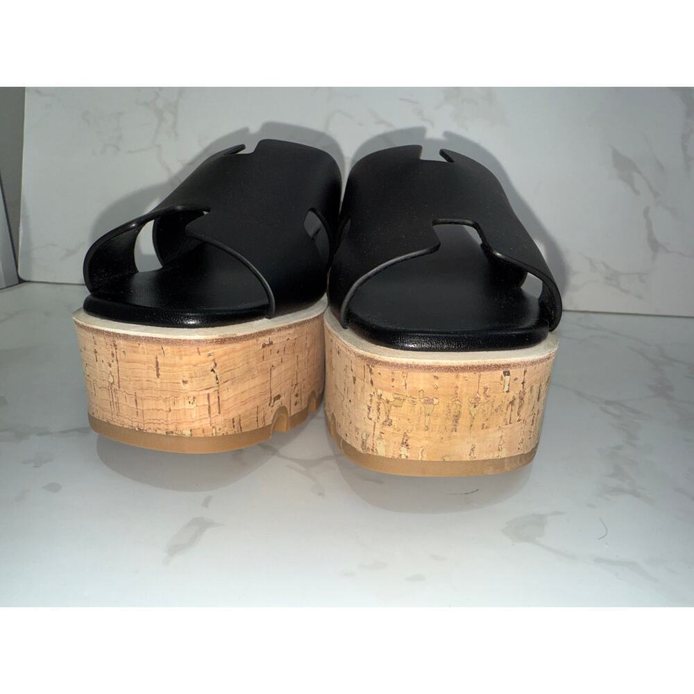 Hermès H Wedge Sandals in Black - Picture 6 of 6